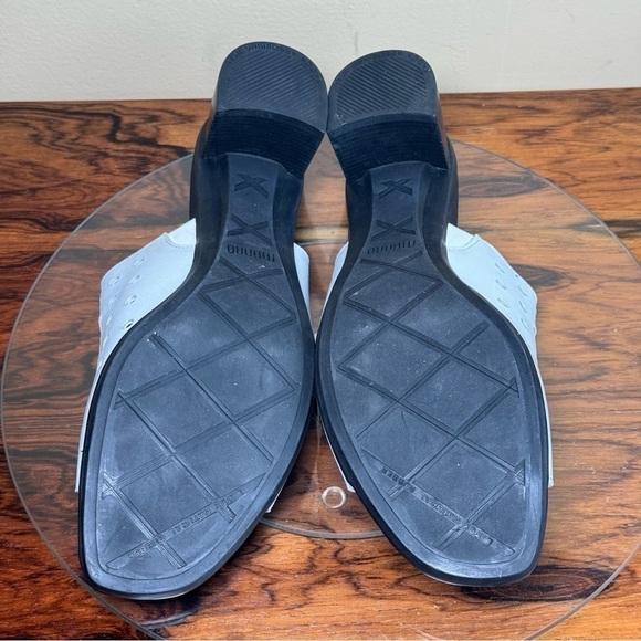 Munro Jules Perforated Heeled Mules White Silver Wash Nubuck - Picture 16 of 16